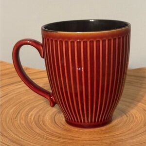 Orange Burnt Red Ceramic Ribbed Textured Mug EUC
